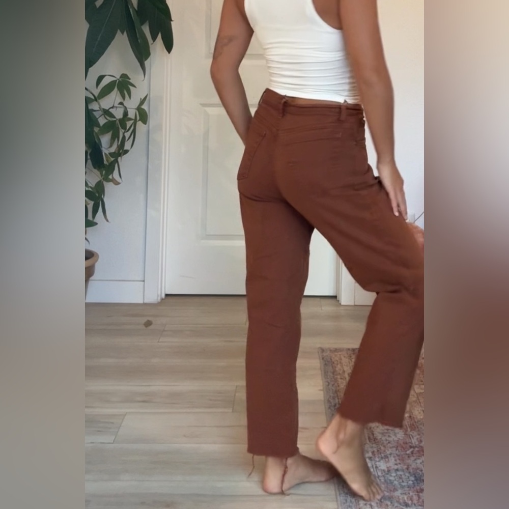 Red Brown High-Waisted Pants